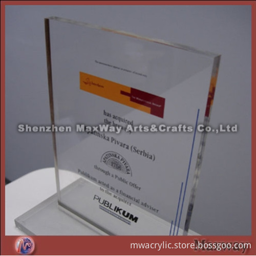 Rectangle Clear Acrylic/Lucite Trophy/Letterweight/Gift with Silk-screen Logo